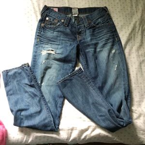 True Religion distressed boyfriend jeans